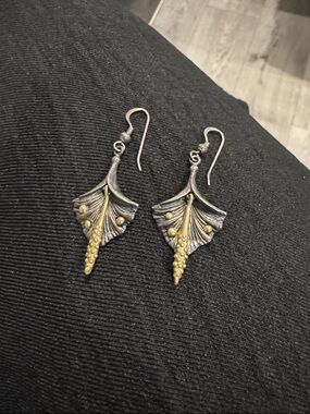 Silver & Gold-Tone Leaf Drop Earrings